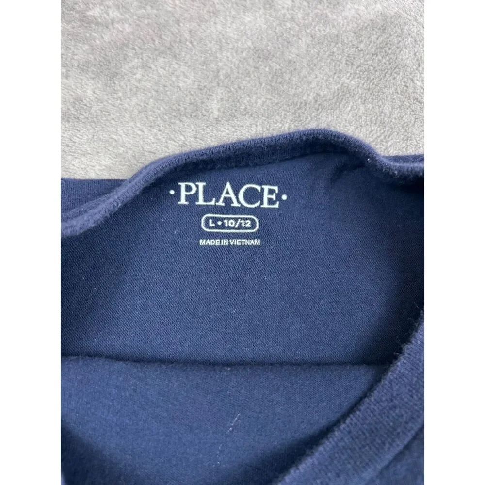 The Children’s Place Boys L 10/12 Football Graphic Long Sleeve Shirt Navy